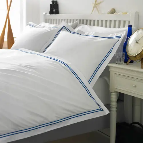 Ropa de cama Calidad Boutique 400 Hilos Algodón Percal Doble Cordón - Azul