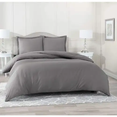 Ropa de cama Color Pelle d'uovo 300 Hilos Algodón Satén - Gris Oscuro